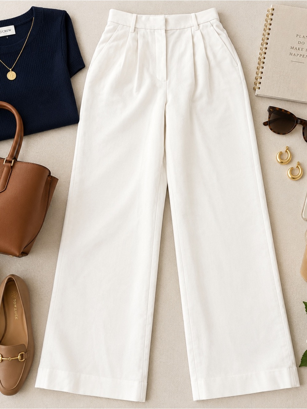 Abercrombie & Fitch Wide-Leg High-Rise lined Pants in White